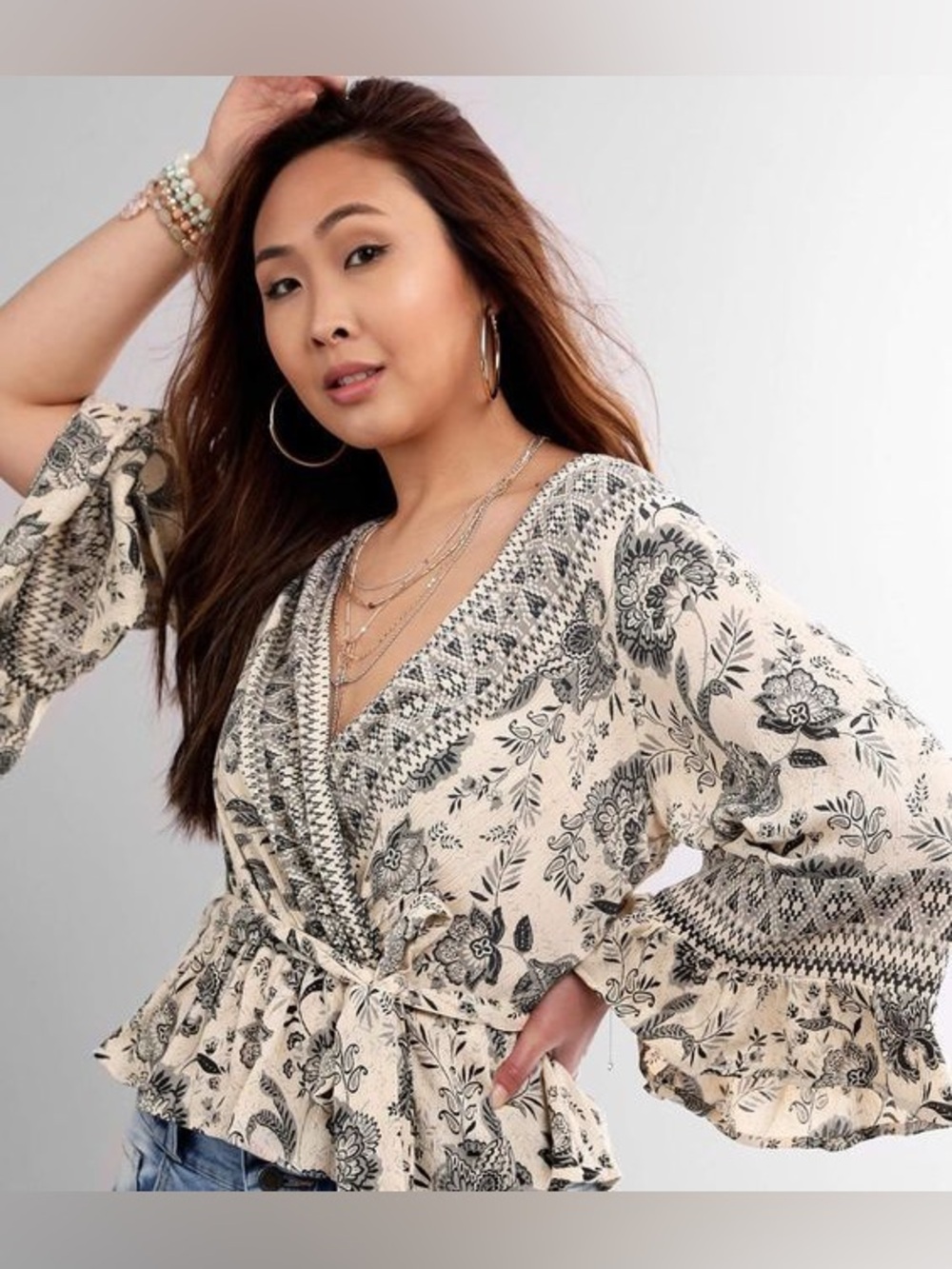Angie Floral Wrap Peplum Top